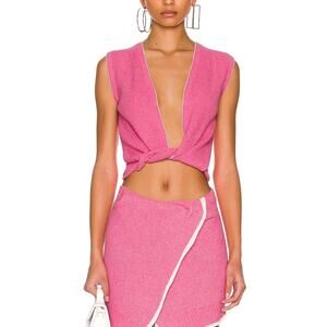 Jacquemus Ribbed Pink Le Haut Noue Knit Top Size 34 FR / US 2 NWT